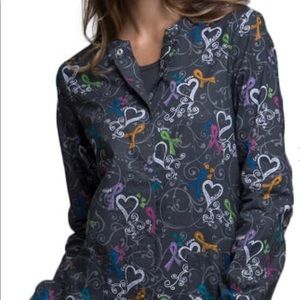 ❌SOLD❌NWOT RIBBON AWARENESS SCRUB TOP JACKET SZ L